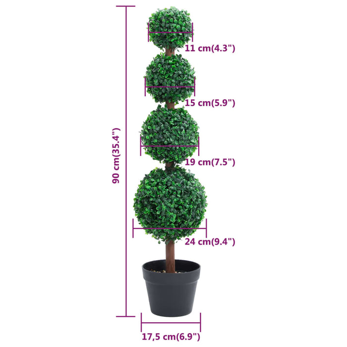 Kunstig Buksbom Plante Med Grønn Kuleform Potte 90 Cm