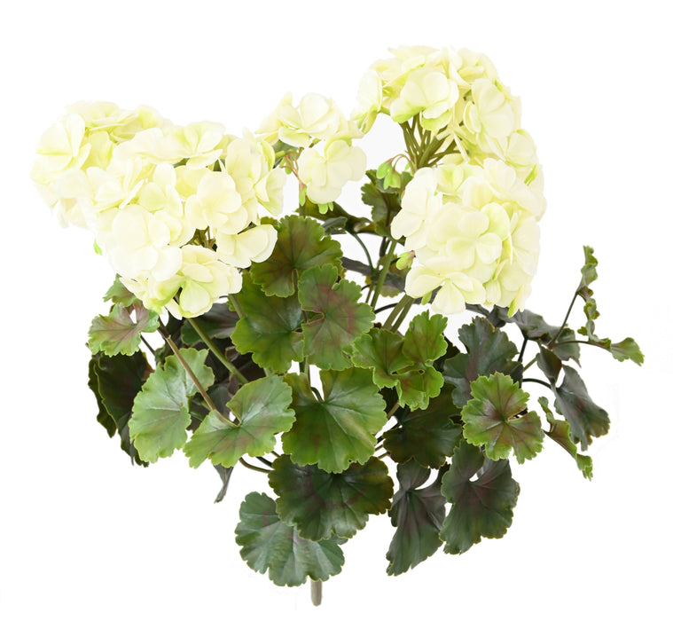 Kunstig Geranium Plant 6 Hoder UV 35Cm Hvit