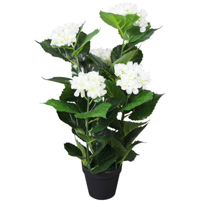 Kunstig Hortensia Plante Med Potte 60 Cm Hvit