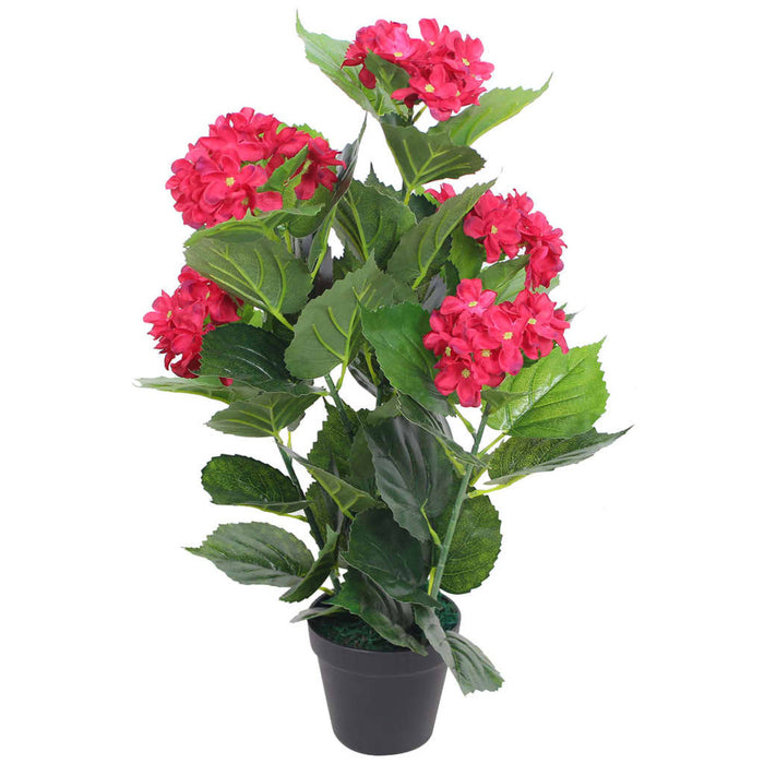 Kunstig Hortensia Plante Med Potte 60 Cm Rød