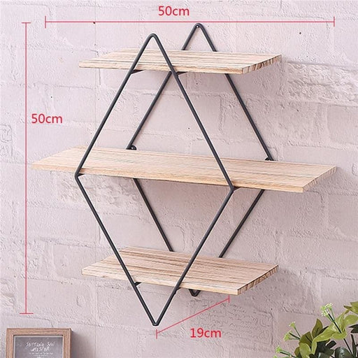 Planteholder Vegghylle Tre Og Metall Rhombus