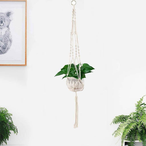 Hengende Blomsterpotte Hvit Macramé Suspension