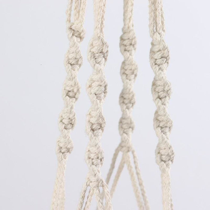 Hengende Blomsterpotte Hvit Macramé Suspension