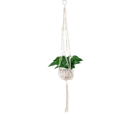 Hengende Blomsterpotte Hvit Macramé Suspension