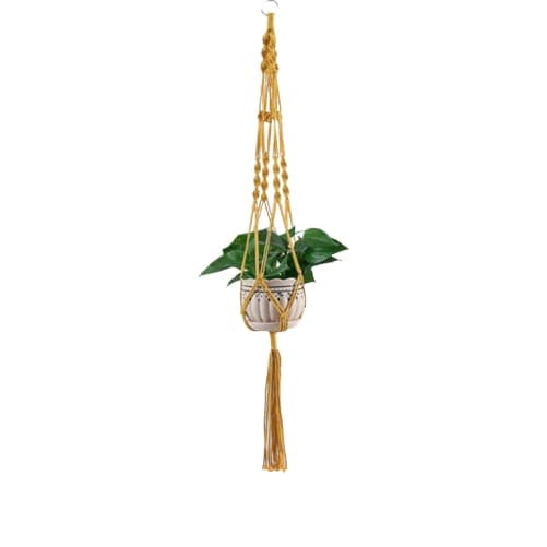 Hengende Blomsterpotte Gul Macramé Suspension