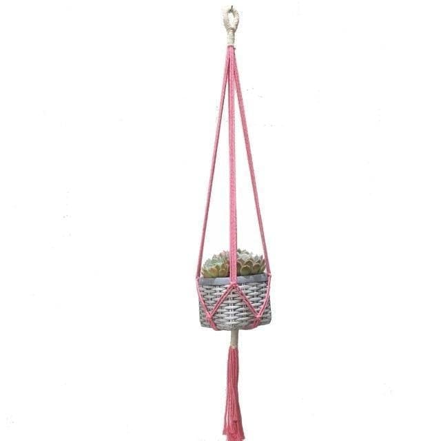 Hengende Blomsterpotte Macramé Suspension Rosa