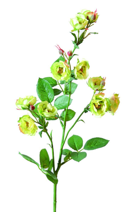 Kunstig Wild Rose Gul Grønn 75Cm Dekorativ Blomst